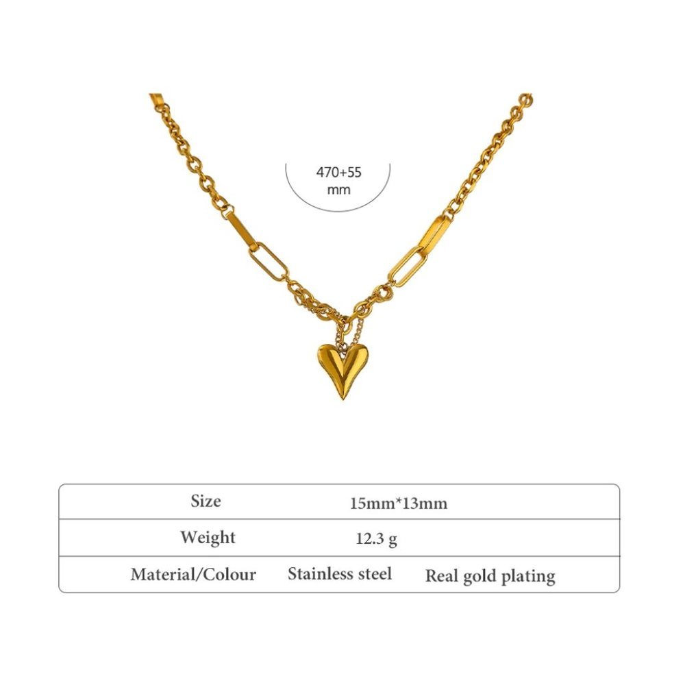 NEW 18K Gold Plated Heart Link Chain Necklace a - Picture 4 of 7